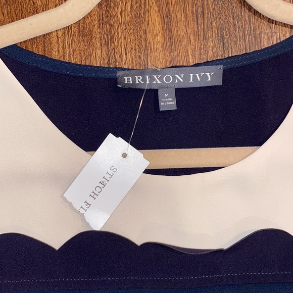 Brixon Ivy Navy Blue/Blush Pink Scalloped Edge Sleeveless Blouse-Size M-NWT! - Picture 6 of 8